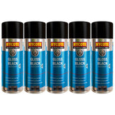 5X Hycote Bodyshop Gloss Black Spray Paint 400ml Spray Paint